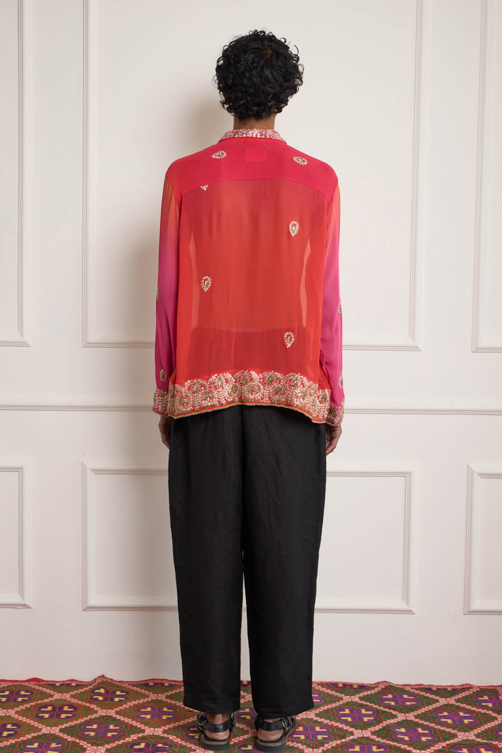 Ombre Silk Embroidered Shirt