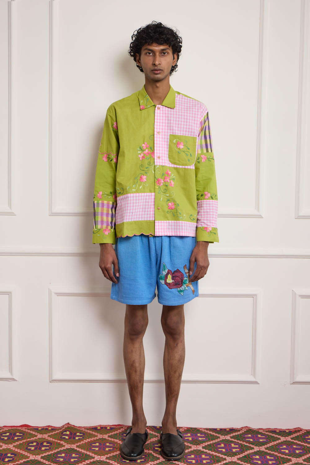 Embroidered Patchwork Shirt