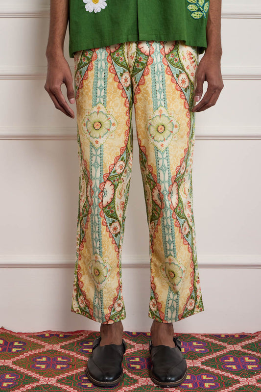 Vintage Print High Waist Pants