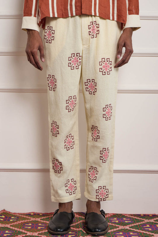 Cross Stitch Embroidered Pants