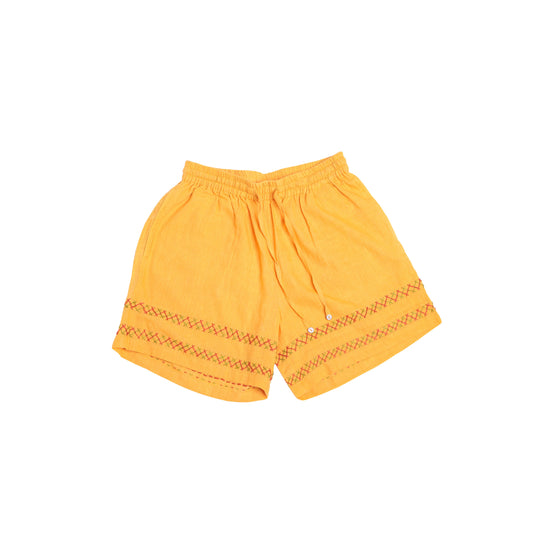 Yellow Embroidered Shorts