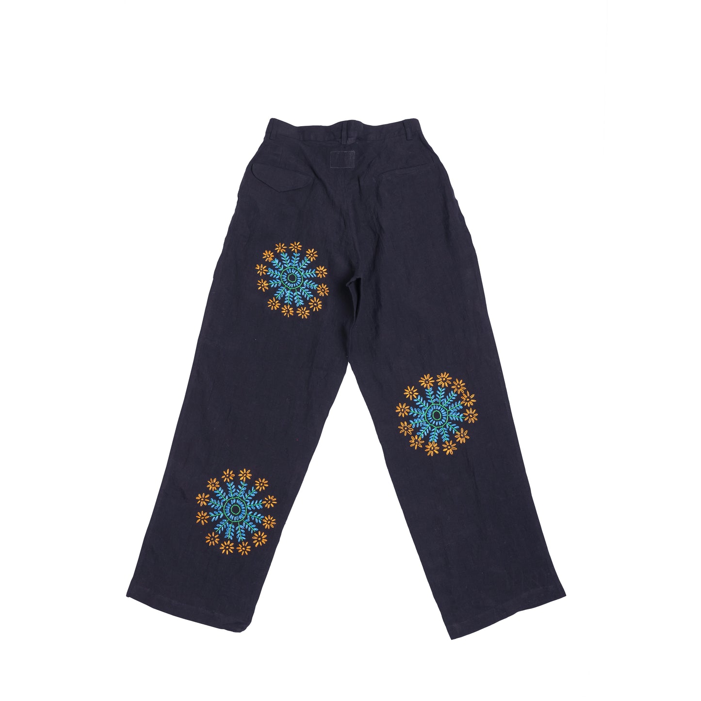 Embroidered Pleated Pants
