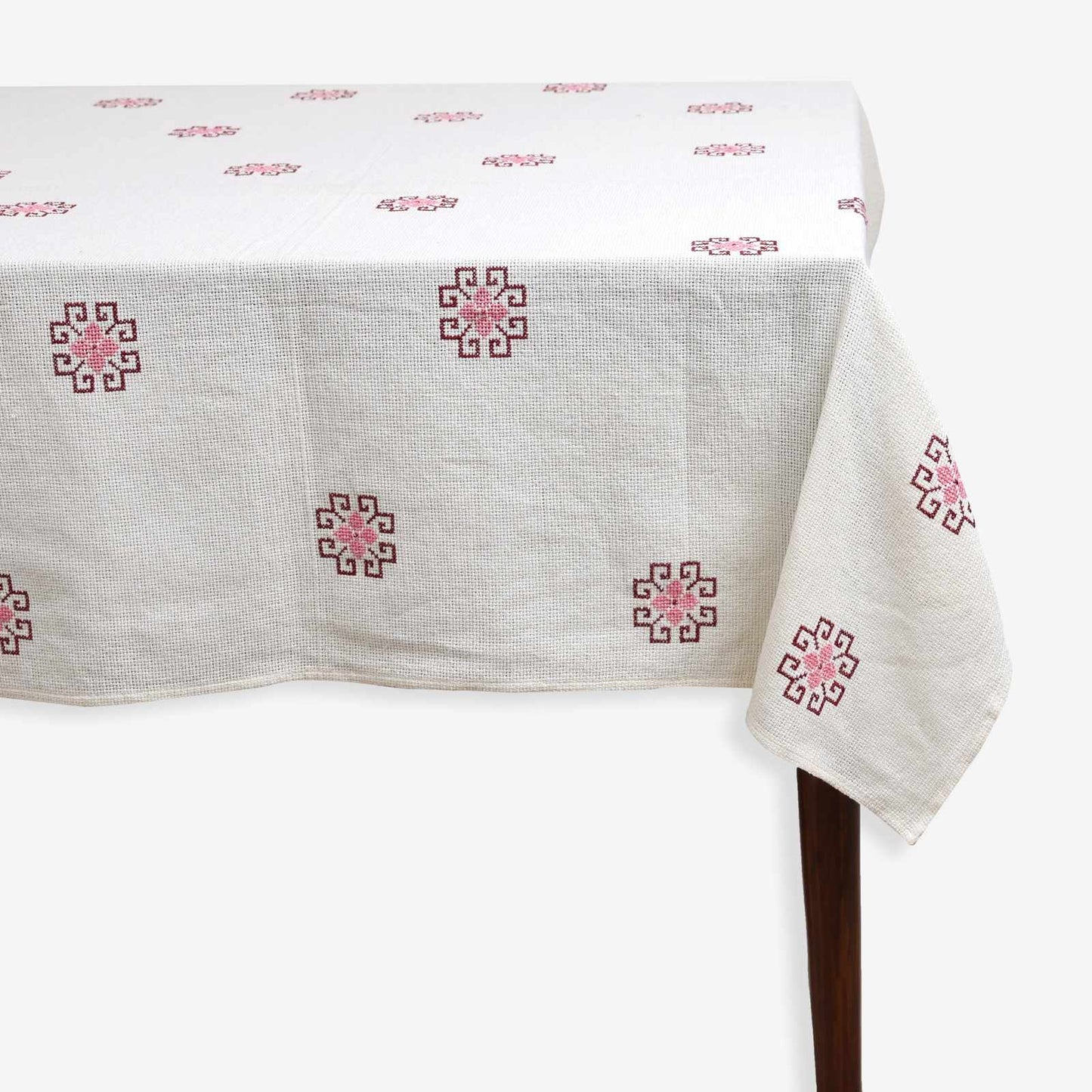Dainty Cross-Stitch Embroidered Tablecloth