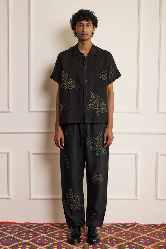 Black Kantha Embroidered Shirt