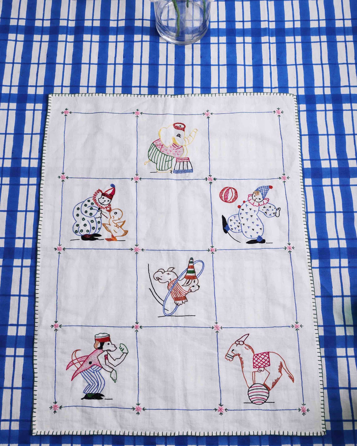 Circus Embroidered Tea Towel 